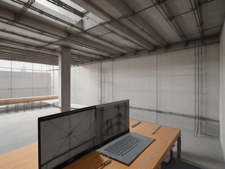 Calque de ferraillage affiché à l'écran durant le dessin technique d'une poutre en console en béton armé